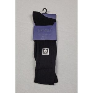 Max Grey Fine Men's Cotton Blend Ribbed Dress Socks Men's Size 10-13 Black
